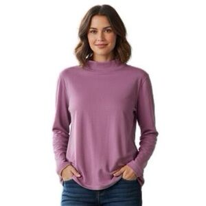 Appleseed's Purple pink Mock Neck Long Sleeve Knit‎ Top Cozy Turtleneck L NWOT